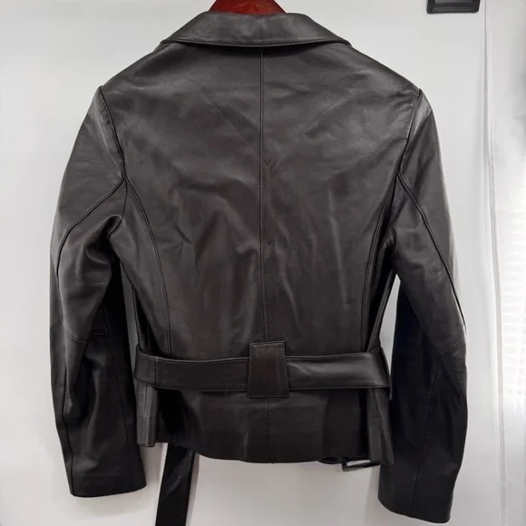 Maison 123 Paris Genuine Leather Brown Blazer Jacket Large - Picture 7 of 9